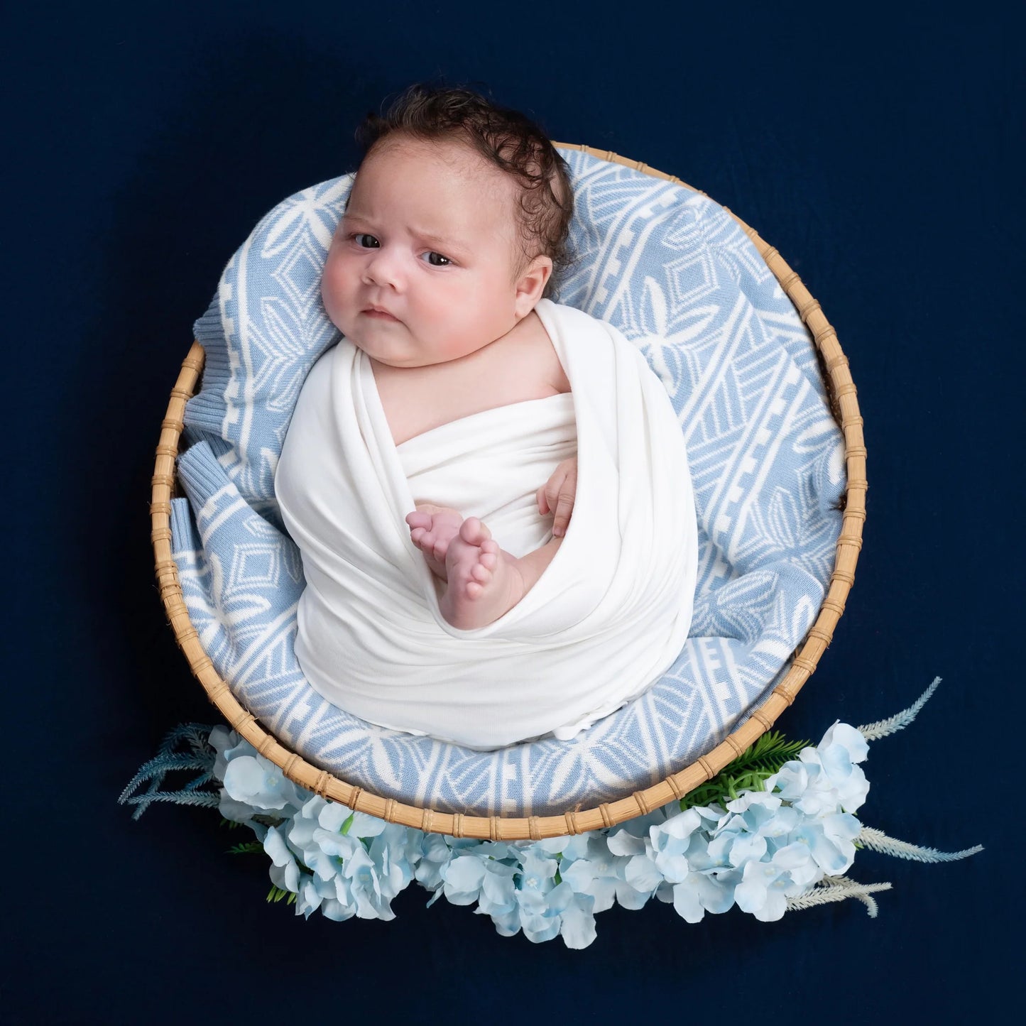 Blue Blanket and Matching Beanie Set