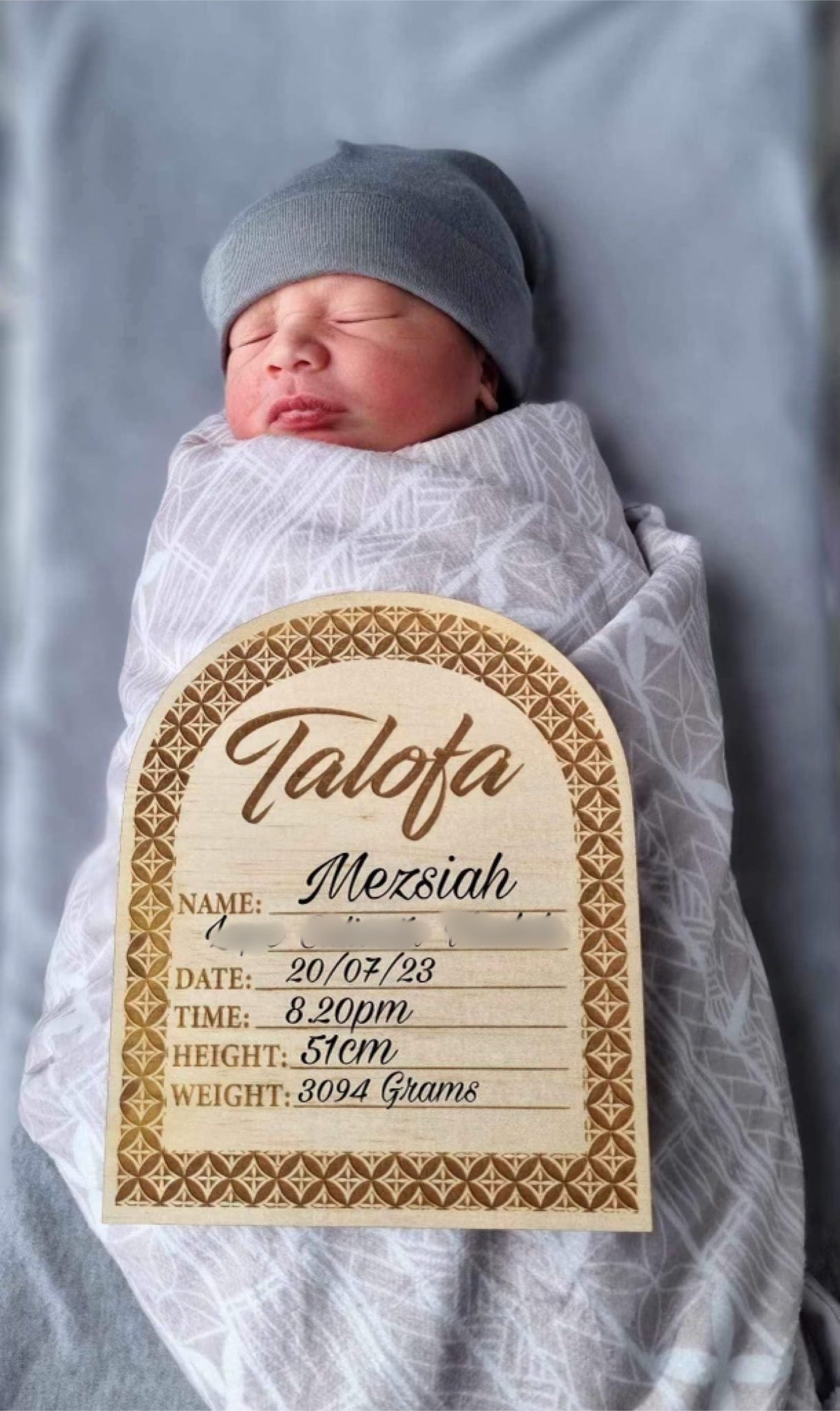 Talofa | Baby Announcement Plaque