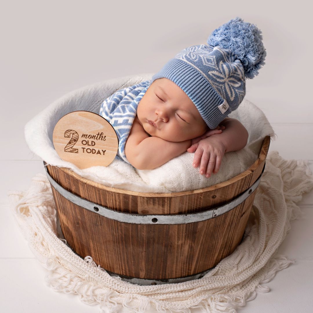 Blue Blanket and Matching Beanie Set