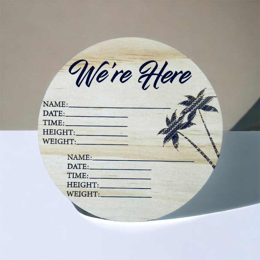 We’re Here | Baby Announcement Plaque (Twins)