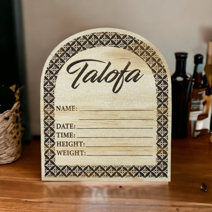 Talofa | Baby Announcement Plaque