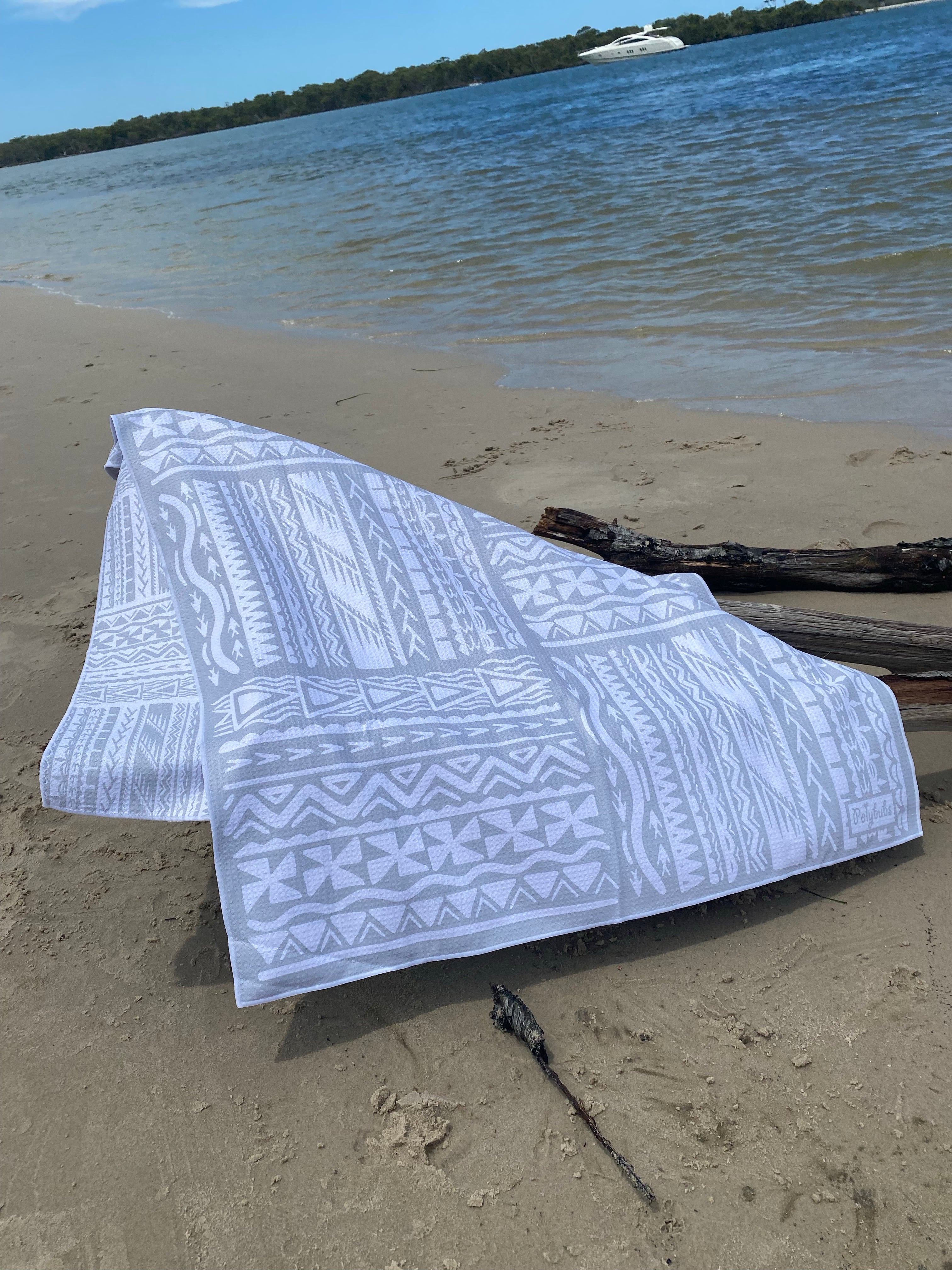 Grey Full Size Beach Towel Polybubs